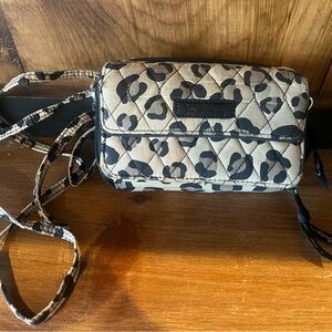 Leopard Print Quilted Crossbody Bag